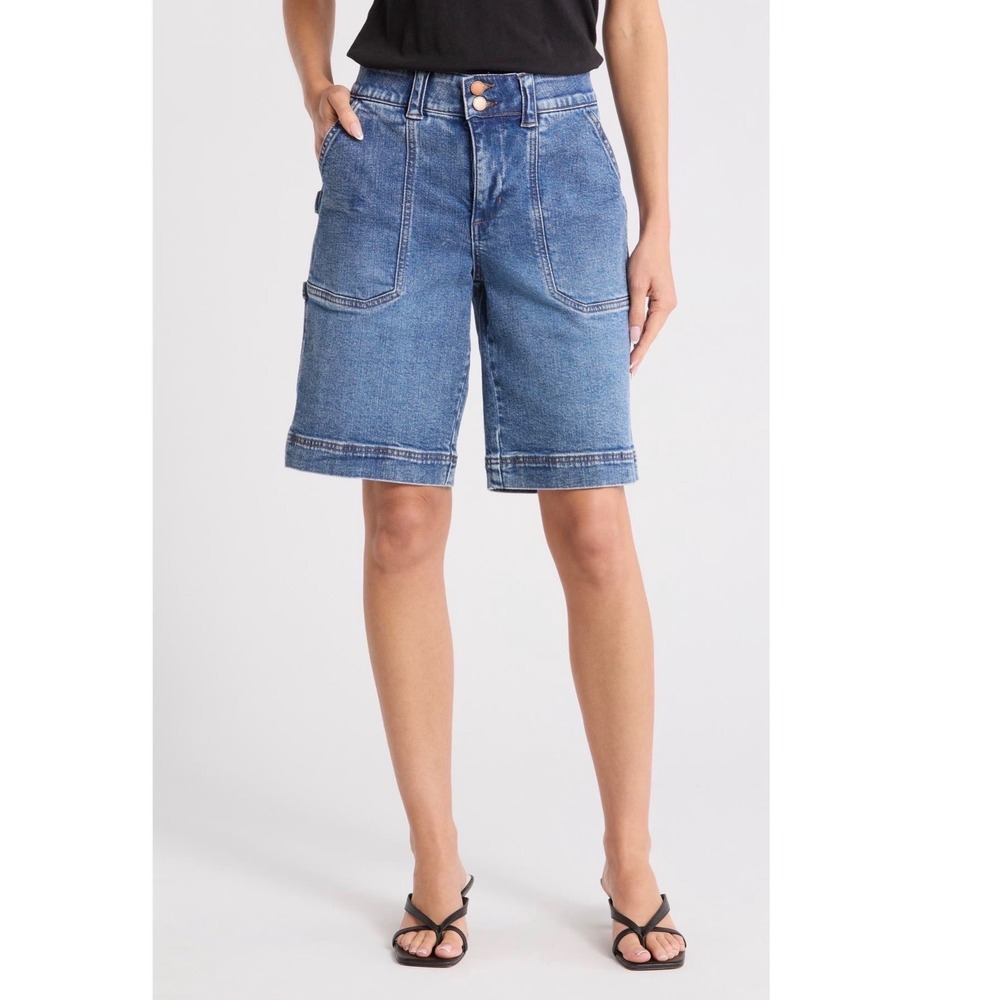 Democracy Womens Size 6 Ab Technology Skyrise Porkchop Blue Denim Shorts NEW